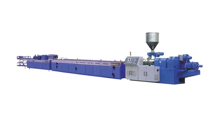 Double screw plastic wood profile production line